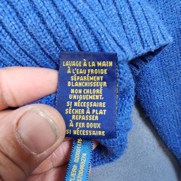 Polo Ralph Lauren Mens Sweater Extra Large Blue Henley Mock Neck Cotton Office - Picture 7 of 14